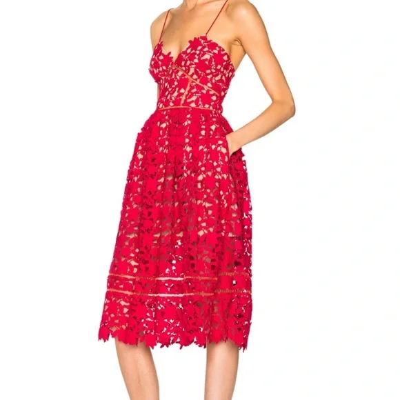 SELF PORTRAIT Azaelea Midi Dress In Pink NEW with tags Size 6 - Picture 6 of 16